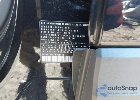 2025 Volkswagen Taos 1.5T S z USA, uszkodzony, nr VIN 3VV5C7B20SM069048